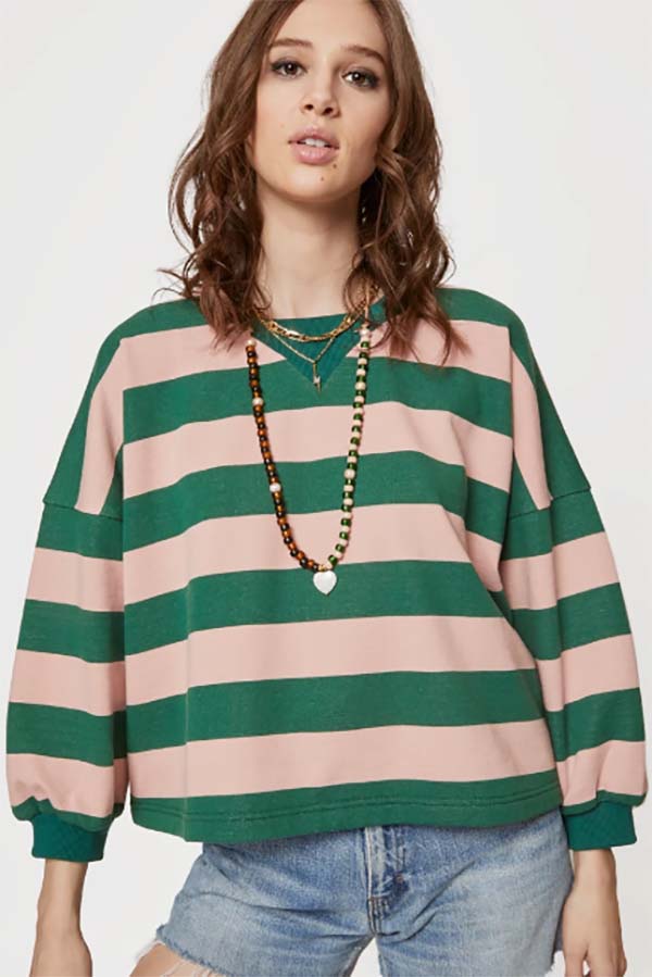 Rebecca Minkoff striped sweatshirt on sale in January.