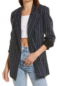 Pinstripe blazer on sale in January at Nordstrom.