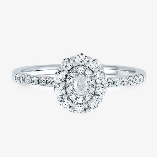 Diamond Halo White Gold Engagement Ring