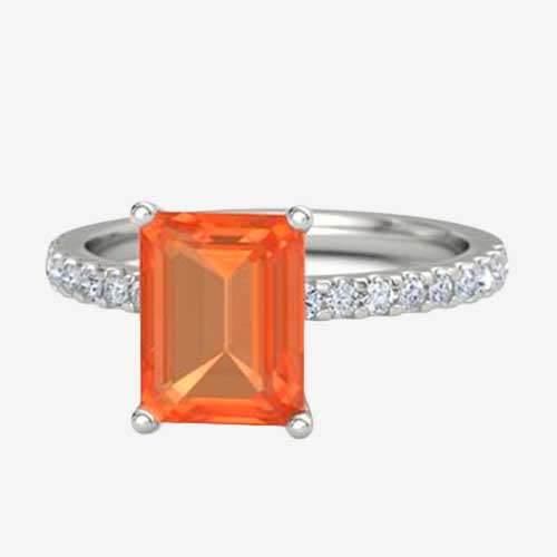 Emerald Cut Fire Opal Lara Engagement Ring