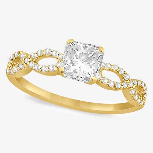 Infinity Princess Cut Diamond 14k Gold Engagement Ring