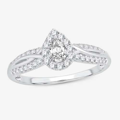 Pear-shaped 14K White Gold Diamond Engagement Ring