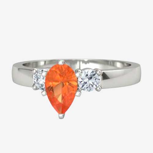 Pear Cut Fire Opal Mysteria Engagement Ring