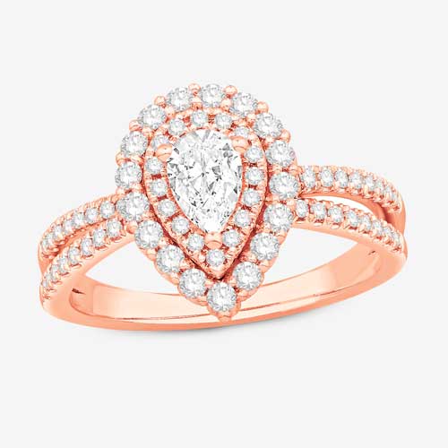 Pear-shaped 14K Rose Gold Diamond Engagement Ring
