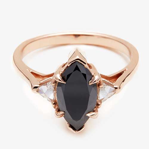 Marquise Bea 14k Gold Black Diamond Engagement Ring
