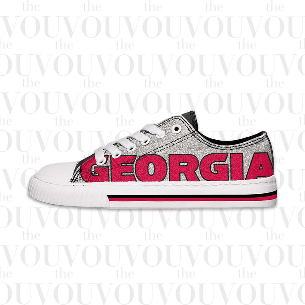 Georgia Bulldogs Women's Glitter Low Top Canvas Shoes
