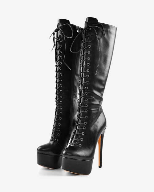 Platform Lace-Up High Over The Knee High Heel Boot