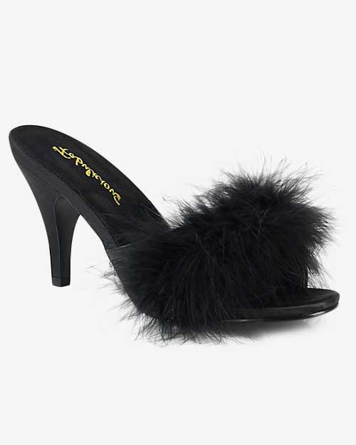 Fabulicious Black 3 Inch Amour-03 Heel Slippers