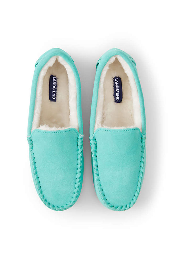 Teal mocassin slippers from Lands End.