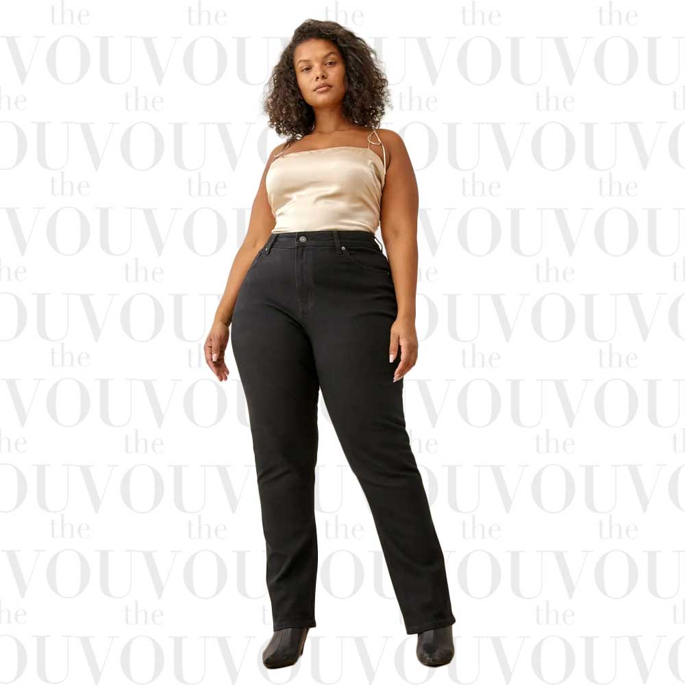 REFORMATION Black Liza Ultra High Rise Straight Plus Size Jeans