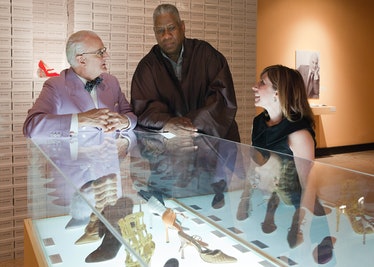Manolo Blahnik, Andre Leon Talley and Paula Wallace at SCAD’s Gutstein Gallery.