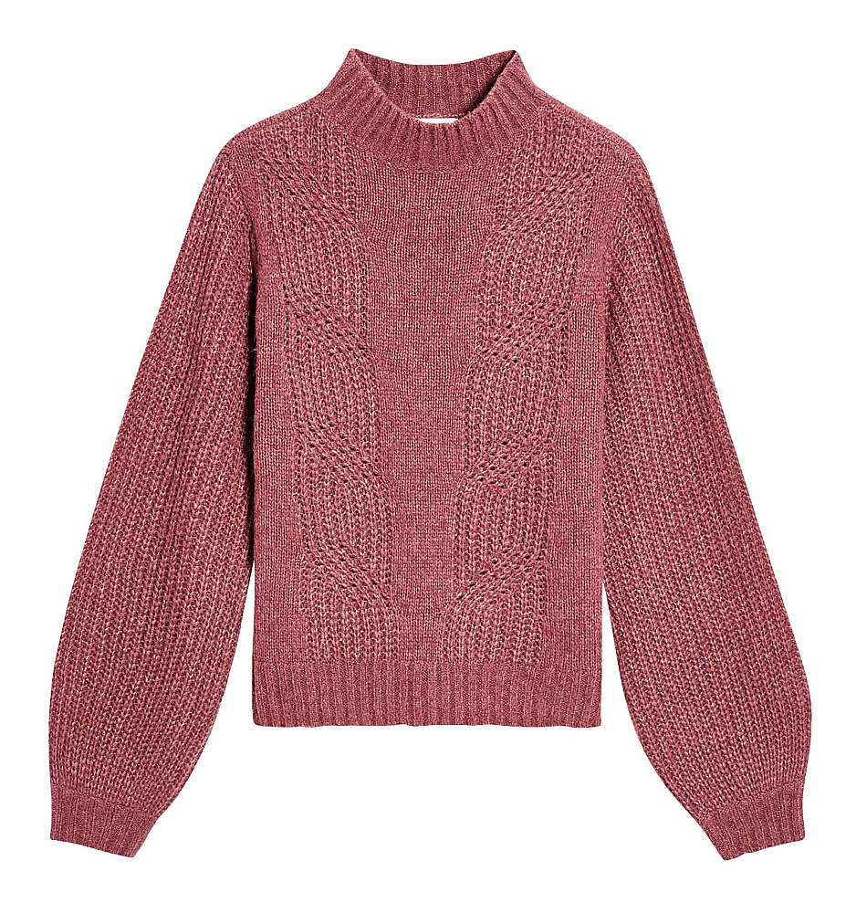 Joe Fresh Cable-knit sweater with balloon sleeves