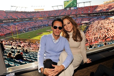 Marc Anthony and Jennifer Lopez at the Super Bowl