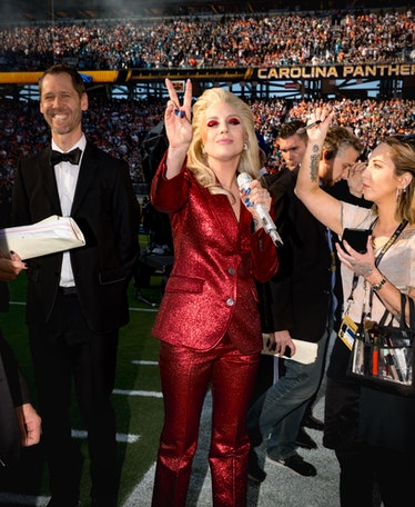 Lady Gaga attends Super Bowl 50 