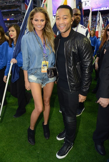 Chrissy Teigen and John Legend at the Super Bowl