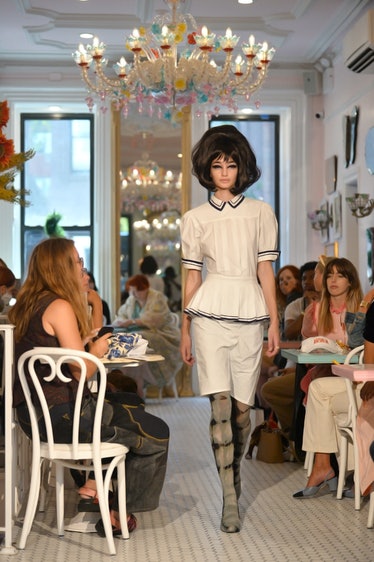 NEW YORK, NEW YORK - SEPTEMBER 10: A model walks the runway for Batsheva during NYFW: The Shows on S...