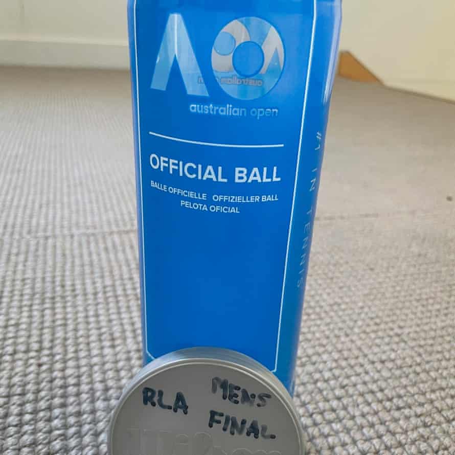 Hughesy’s official Australian Open tennis ball tin – sans the balls.