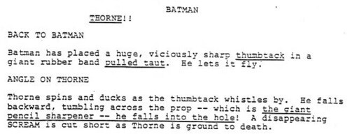 Excerpt from unmade 1984 Batman script.