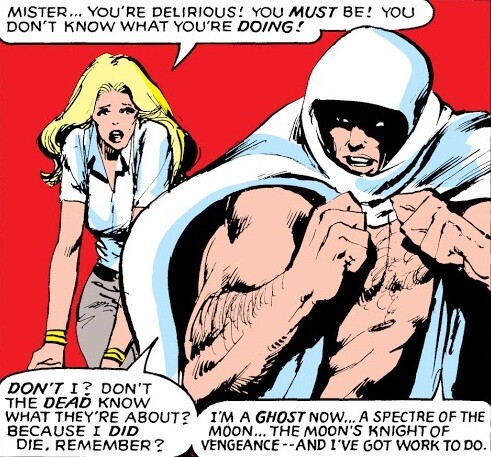 Moon Knight puts on cowl for the first time.