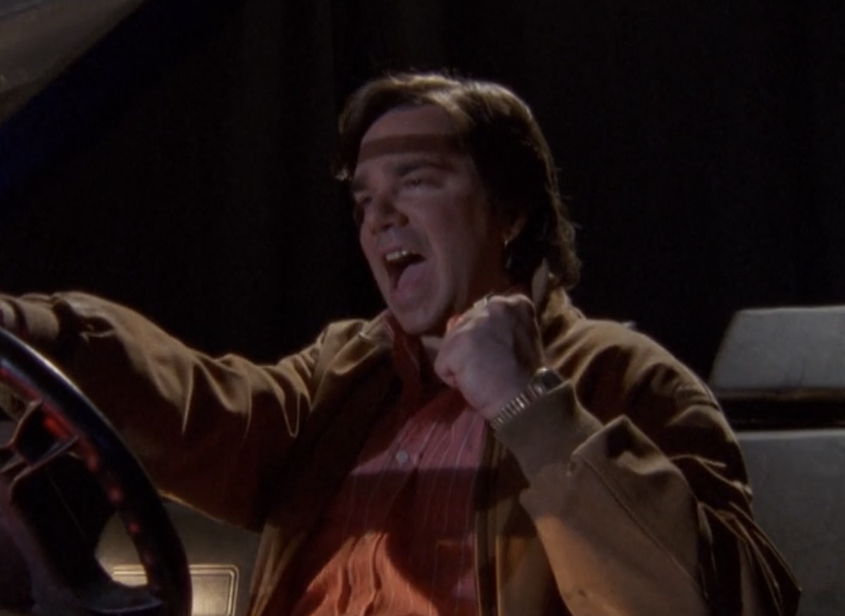 Dr. Lucien Sanchez (Matt Berry) driving on Garth Marenghi's Darkplace