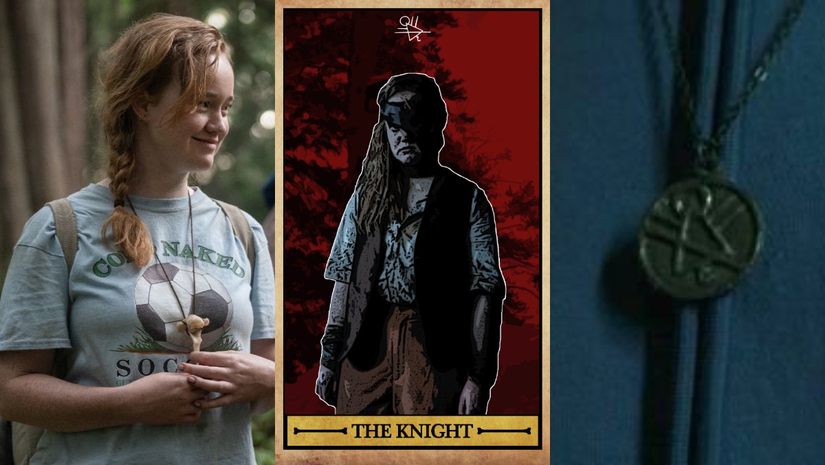 Van as the Knight - Van holding Lottie's favor and a necklace with the wilderness symbol