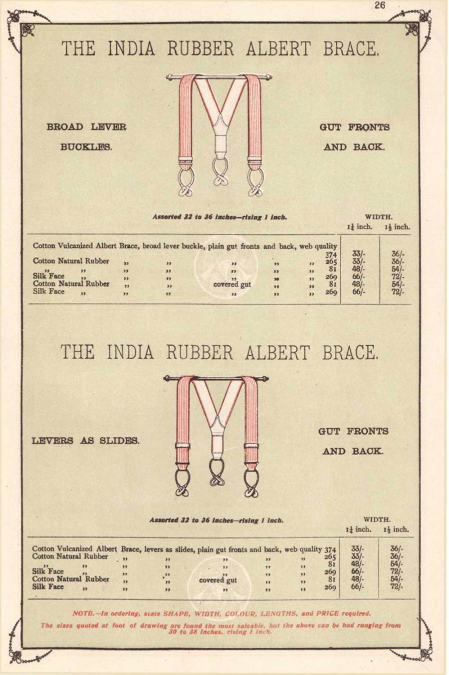 Albert Thurston suspenders page from catalog