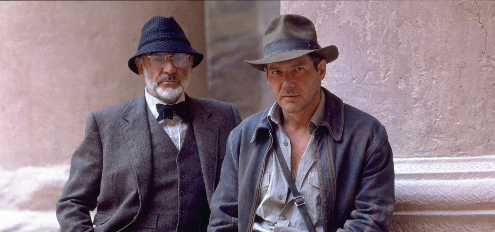 Sean Connery as Henry James Sr alongside Harrison Ford's Junior in Indiana Jones and the Last Crusade.