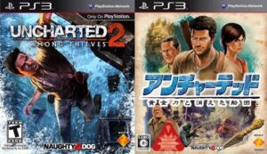 Left: Uncharted 2 American Box art, Right Uncharted 2 Japanese box art