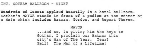 Excerpt from unmade 1984 Batman script.
