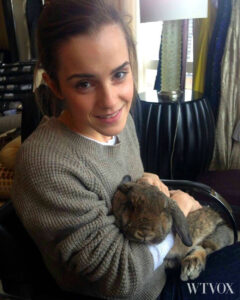 Emma Watson vegan holding animal