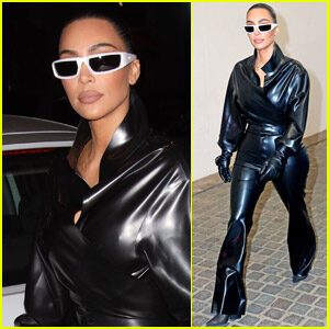 Kim Kardashian Slips Into Black Leather Outfit for Night Out in Milan