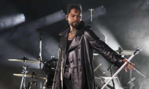 Miguel performs at the Michael Kors show during New York fashion week.