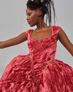 Red/coral coloured velvet sleeveless dress