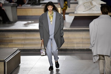 A model presents a creation for the Louis Vuitton Fall-Winter 2022-2023 collection fashion show, as ...