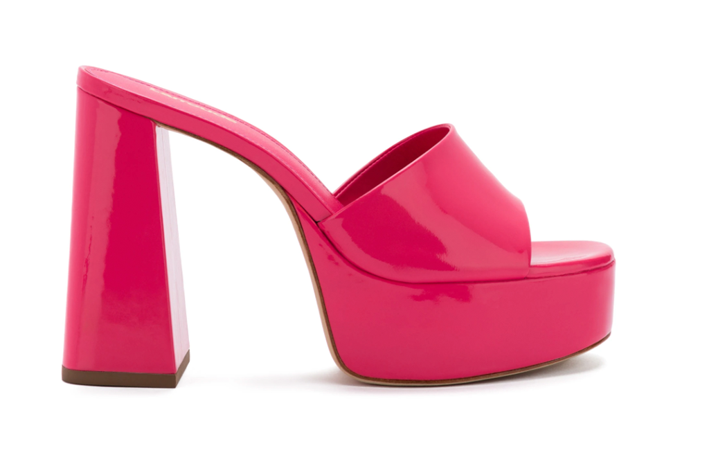 Larroude Dolly Mule In Pink Patent Leather