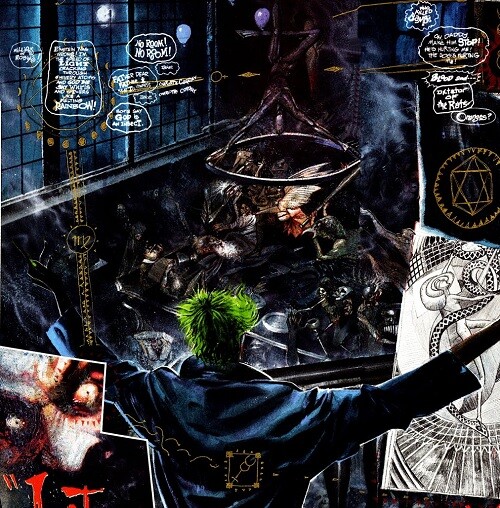 Batman comic panel showing Arkham Asylum.