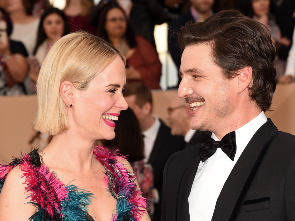 LOS ANGELES, CA - JANUARY 30:  Actress Sarah Paulson (L) and actor Pedro Pascal attend The 22nd Annual Screen Actors Guild Awards at The Shrine Auditorium on January 30, 2016 in Los Angeles, California. 