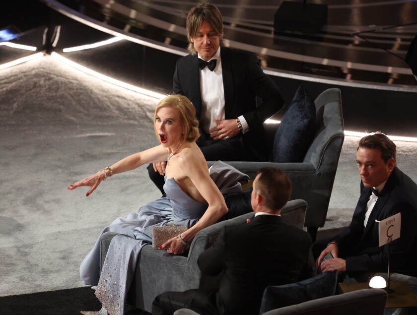 Nicole Kidman looks excited at the Oscars.