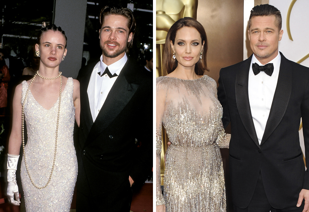 Brad Pitt 1992 (with Juliette Lewis) and 2014 (with Angelina Jolie)