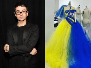 Christian Siriano is auctioning off blue-and-yellow gown to support Ukraine