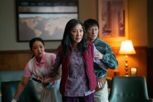 Michelle Yeoh, Stephani Hsu, and Ke Huy Quan in Everything Everywhere All At Once