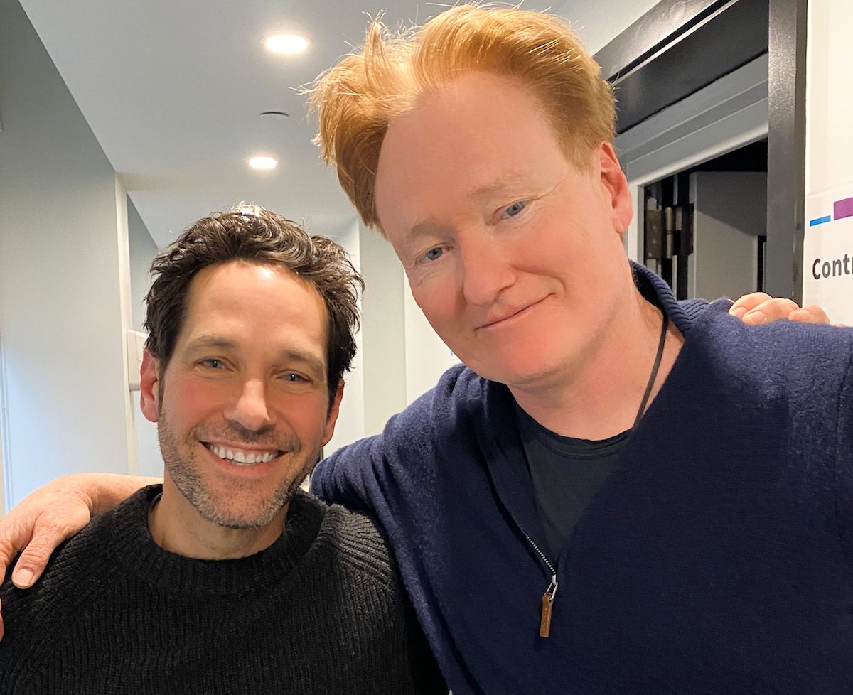 Paul Rudd and Conan O'Brien after recording Conan Needs a Friend podcast