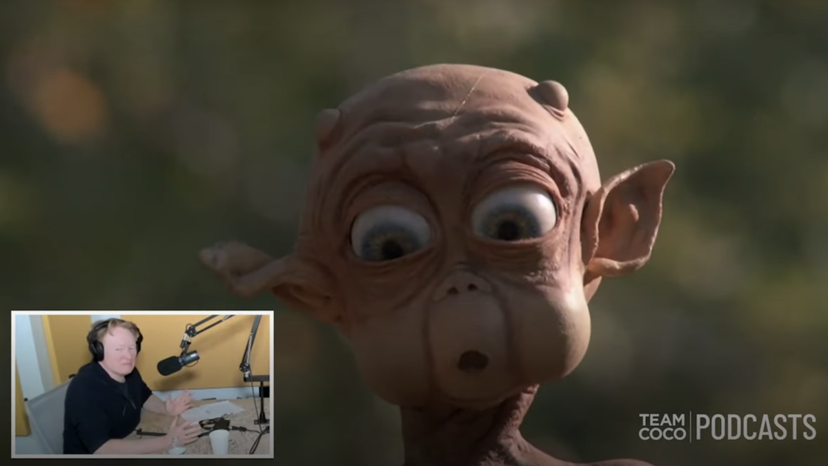 Conan is surprised with a clip from Mac and Me by Paul Rudd on his podcast