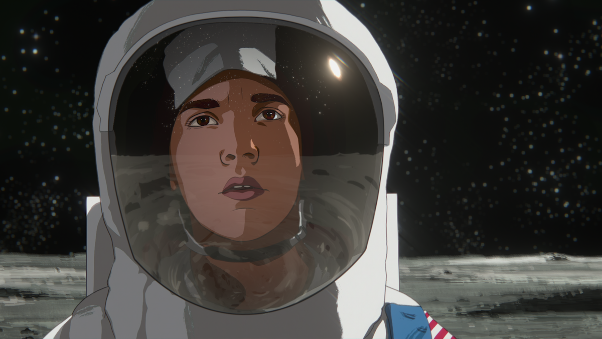 A child in a spacesuit on the Moon in Richard Linklater's Apollo 10½: A Space Age Childhood