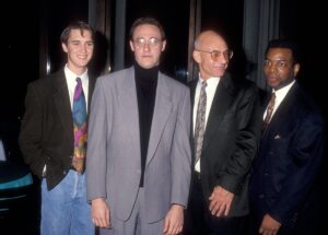 Wil Wheaton, Brent Spiner, Patrick Stewart and LeVar Burton in 1992