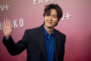 LOS ANGELES, CALIFORNIA - MARCH 16: Lee Min-ho attends the red carpet for the global premiere of Apple's 'Pachinko' at Academy Museum of Motion Pictures on March 16, 2022 in Los Angeles, California. (Photo by Emma McIntyre/WireImage)