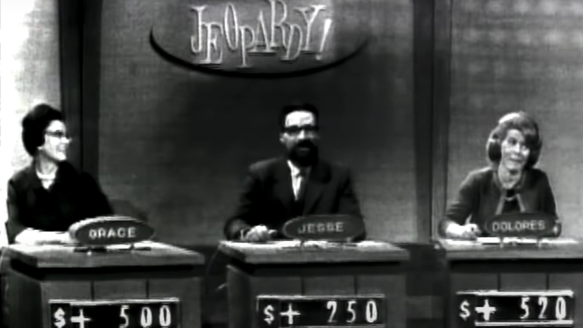 The three contestants from Jeopardy's 1964 pilot