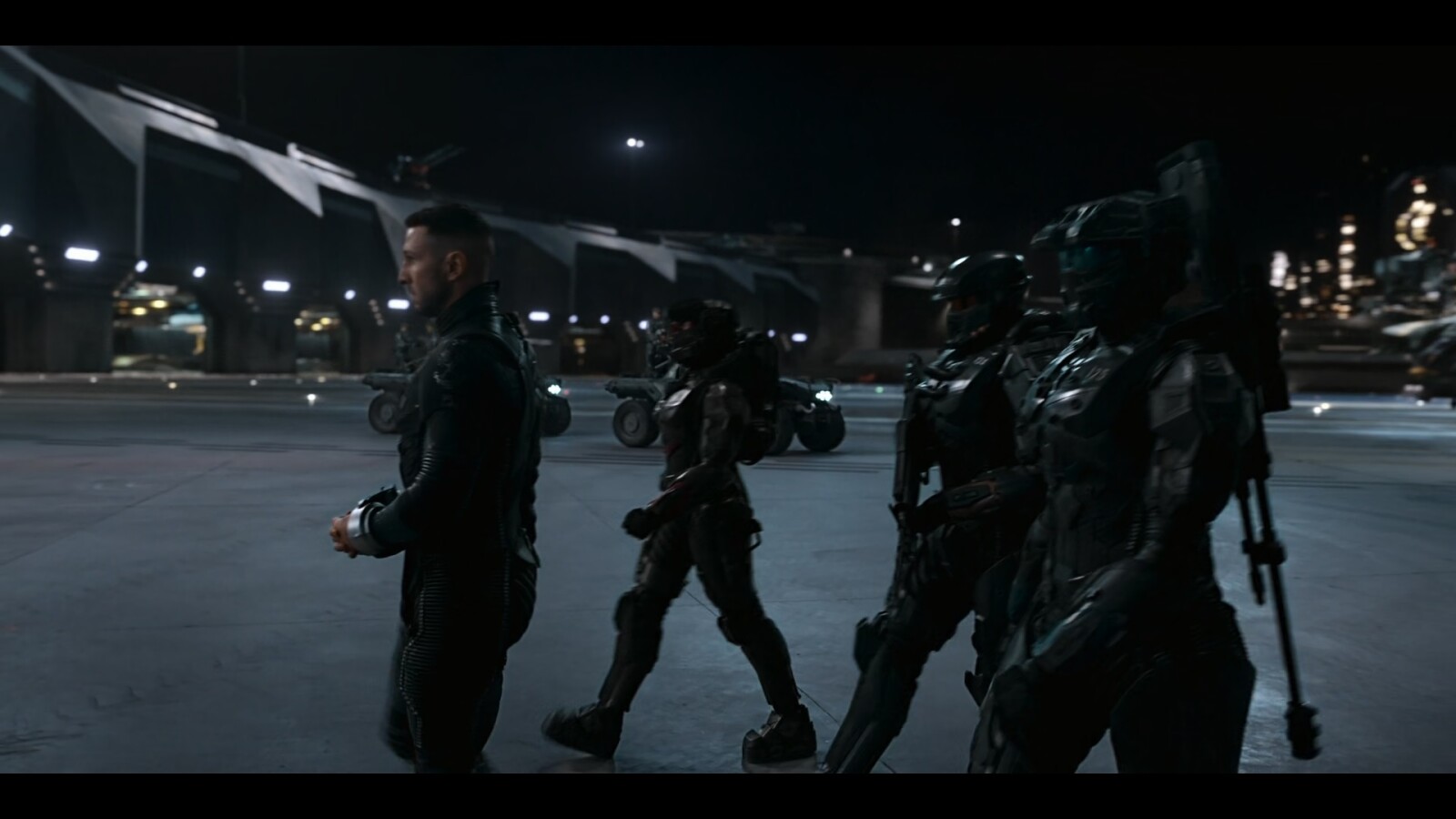 Master Chief (without armor) and armored Spartans