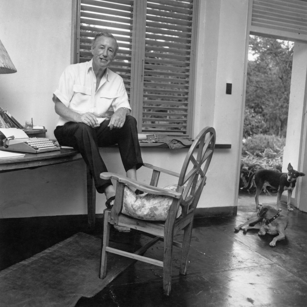 English writer Ian Fleming (1908 - 1964), best known for his James Bond novels, in his study at Goldeneye, his home in Saint Mary Parish, Jamaica.