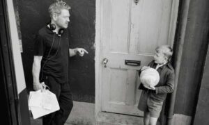 Hey Jude … Director Kenneth Branagh and Jude Hill on the set of Belfast.